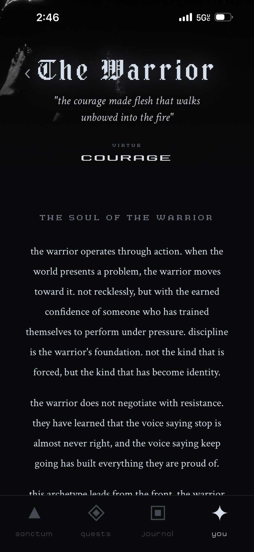 The Warrior reading: the soul of the warrior